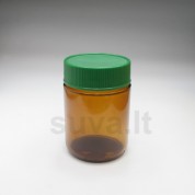 Rudas stiklo indelis kremui su žaliu dangteliu (250 ml)