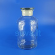 Plačiakaklis, skaidraus stiklo buteliukas su pritrintu kamščiu (2000 ml)